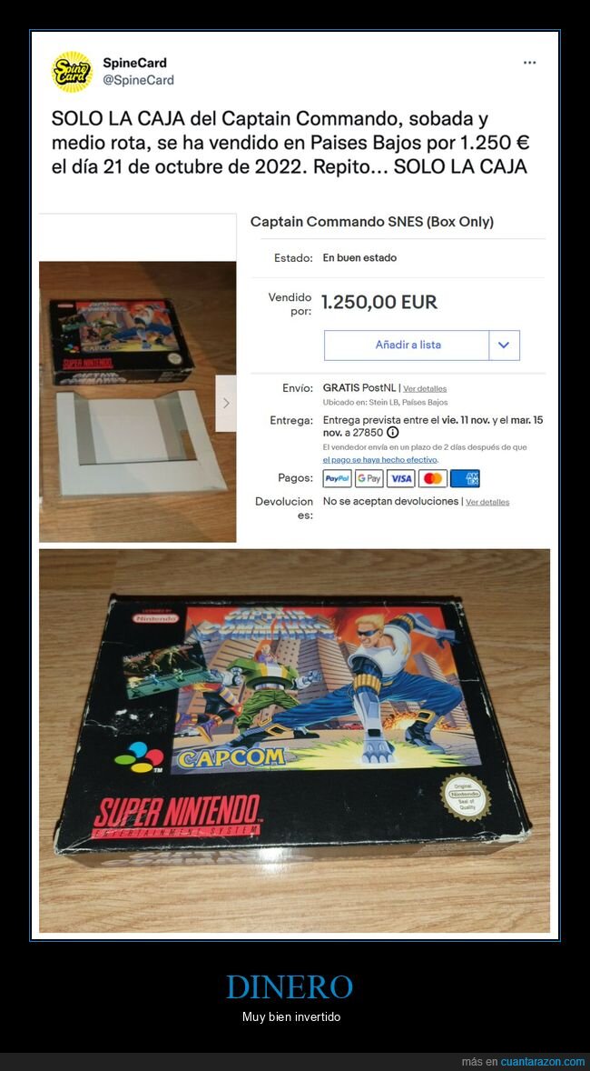 caja,captain commando,mairenero a caballo,precio,vendida,videojuego,wtf