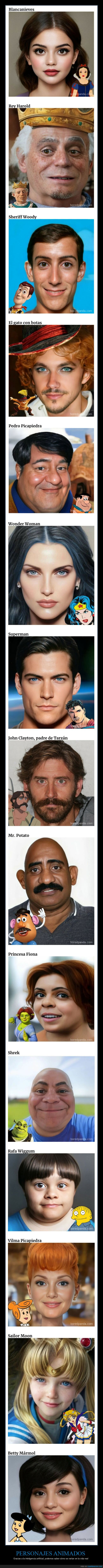 personajes animados,vida real