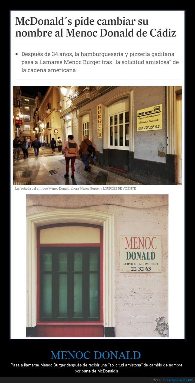 menoc donald,mcdonald's,nombre,cambio