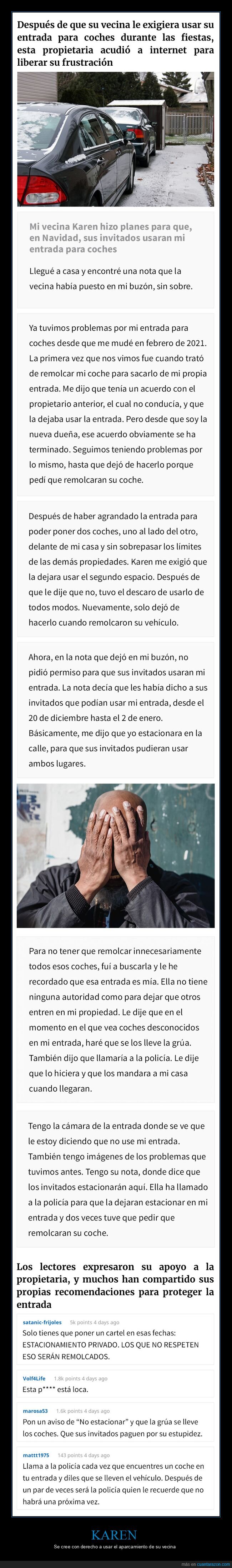 karen,vecinos,aparcamiento