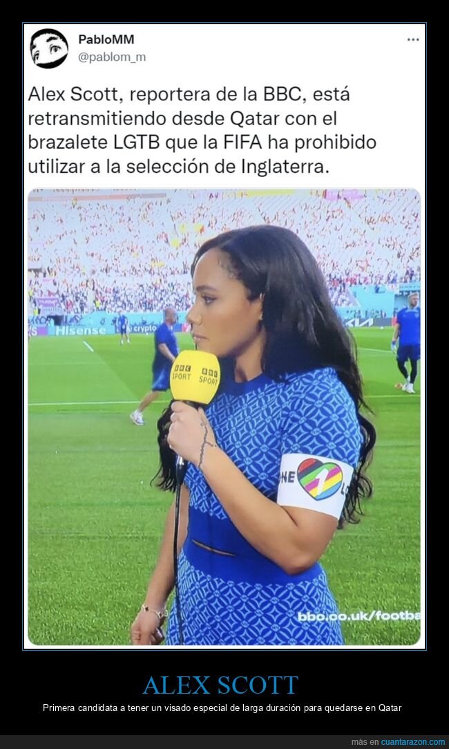 alex scott,reportera,brazalete,lgtb,mundial,qatar