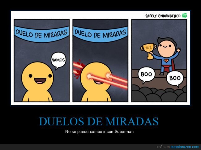 duelo de miradas,superman