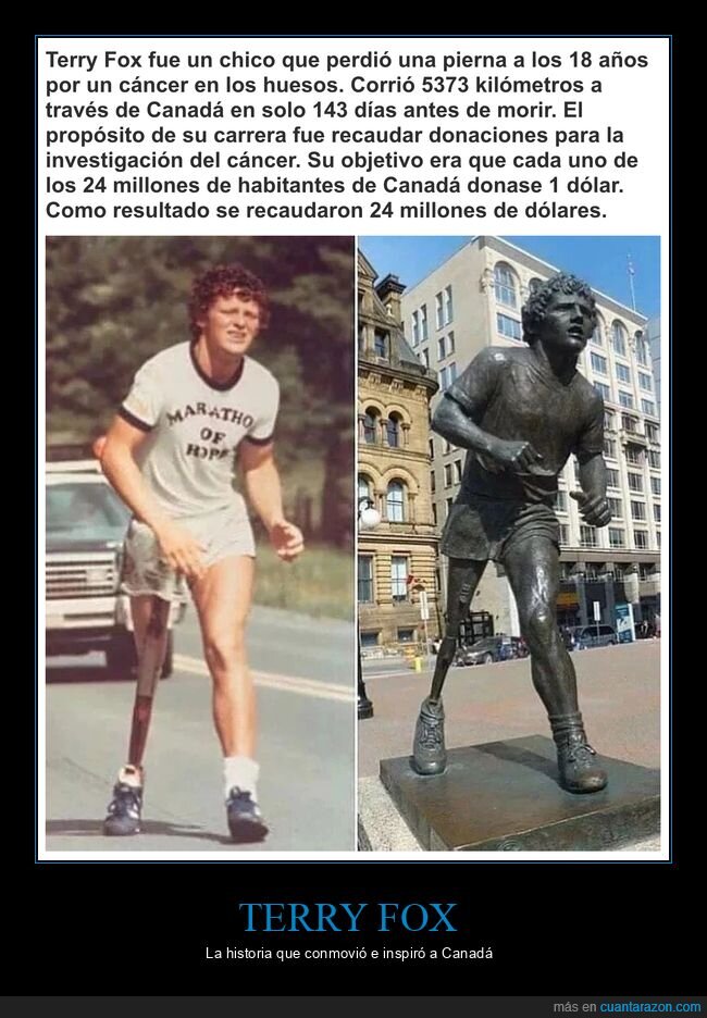 terry fox,pierna,cáncer,correr,canadá,donaciones