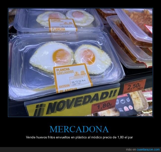 mercadona,huevos fritos,plástico
