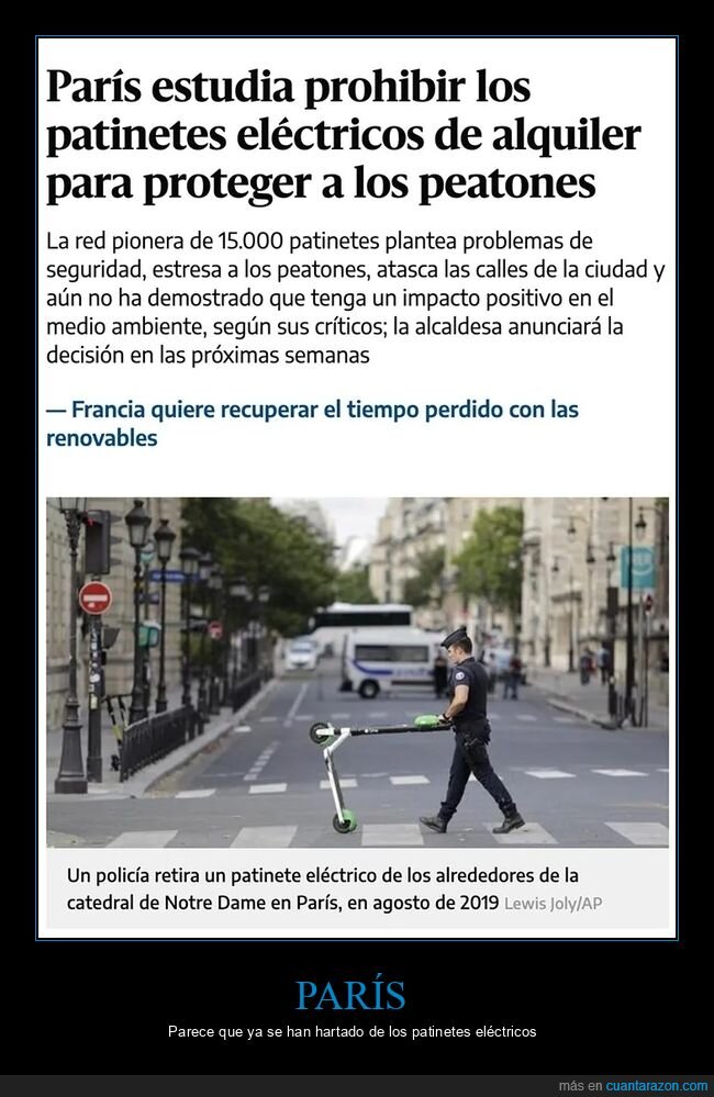 parís,patinetes eléctricos,prohibir