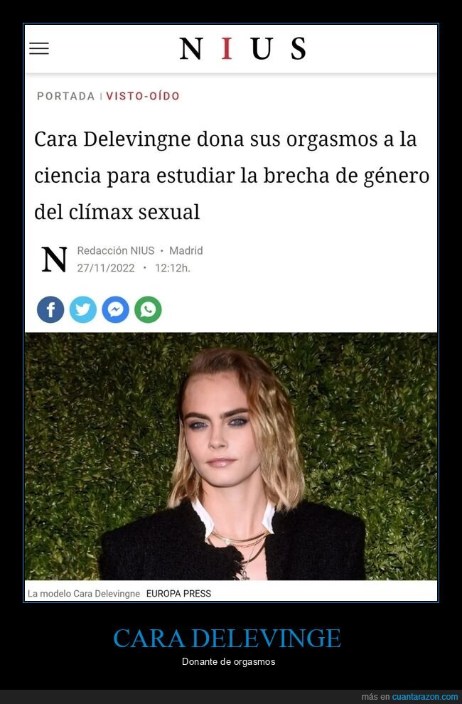 cara delevinge,donar,brecha de género