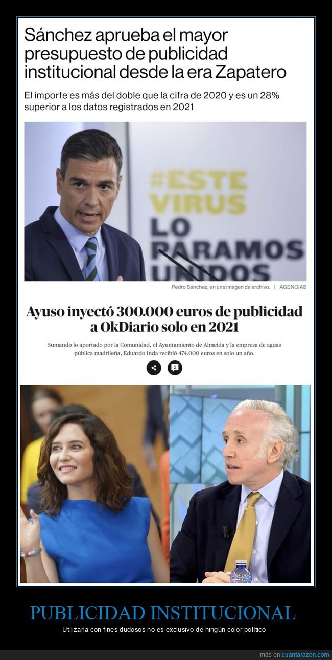 publicidad institucional,pedro sánchez,díaz ayuso,políticos