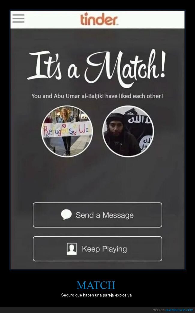 isis,match,terrorista,tinder,welcome refugees,yihadista