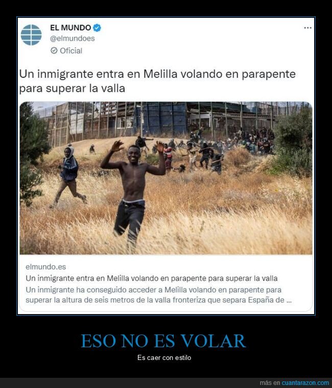 inmigrante,melilla,parapente,valla