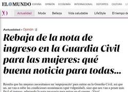 Enlace a Las mujeres podrán entrar en la guardia civil con un 15% menos de nota que los hombres