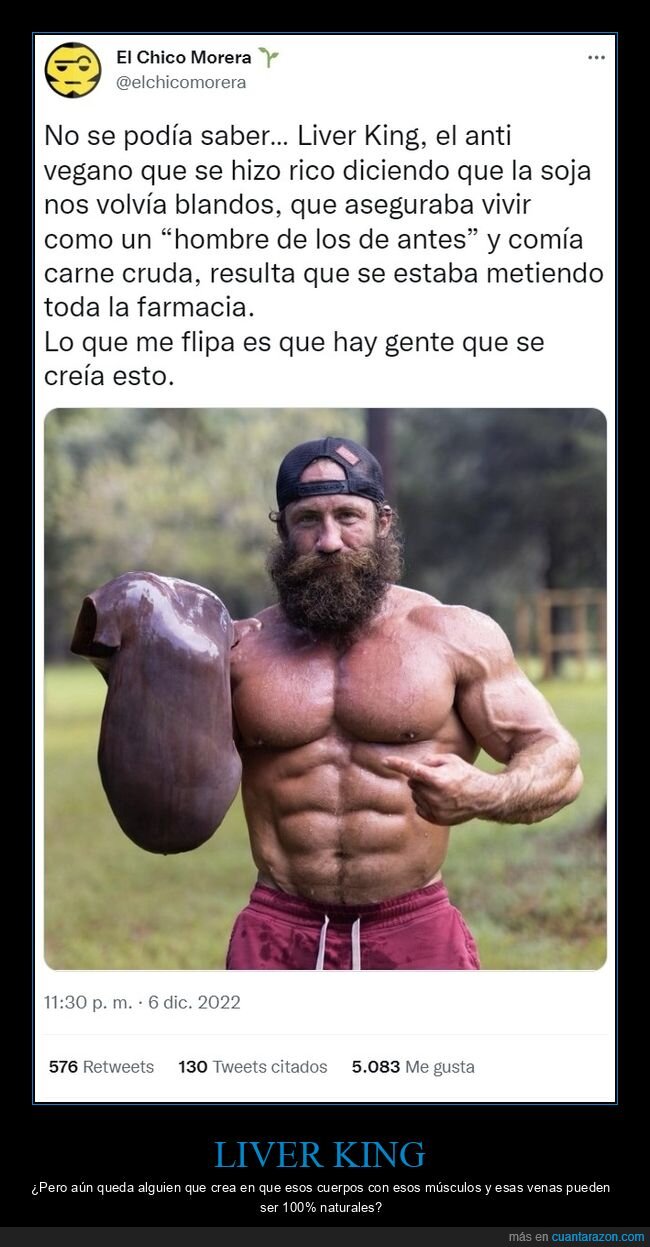 liver king,carne cruda