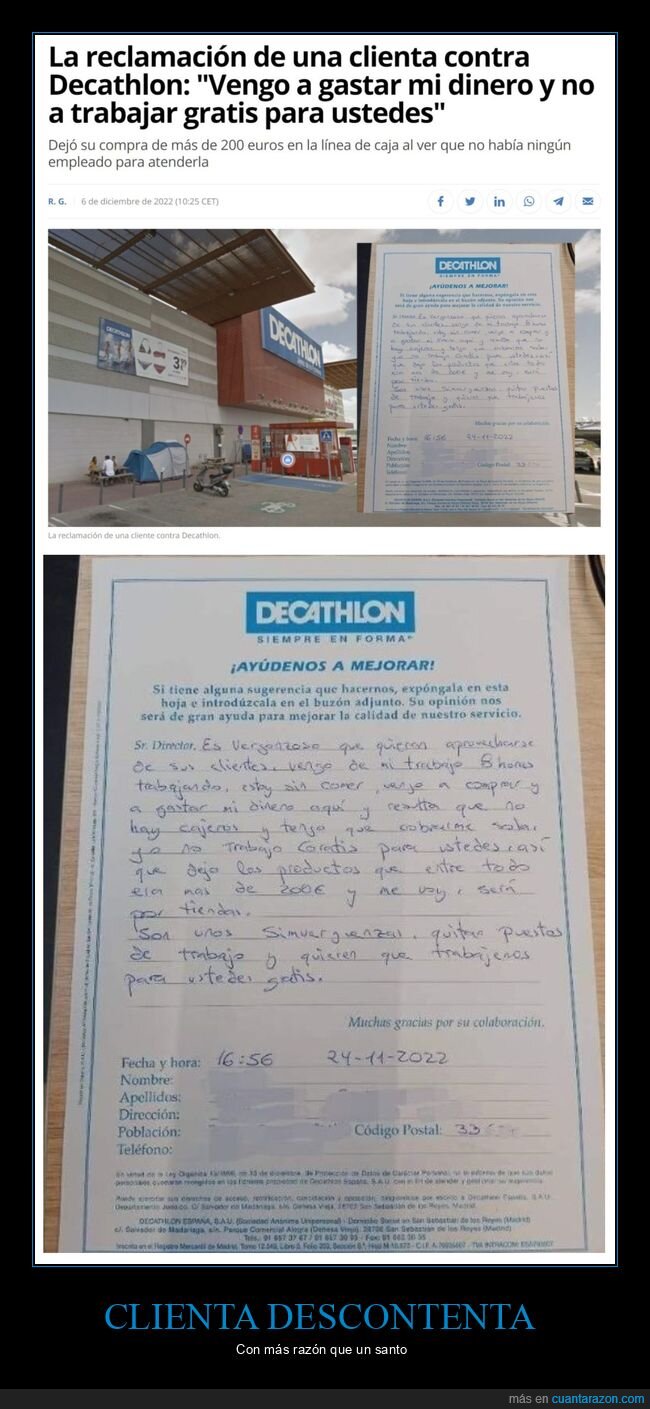 decathlon,cajeros,cobrar