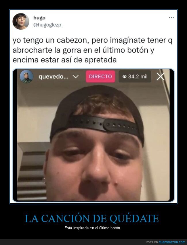 quevedo,cabezón,gorra,botón