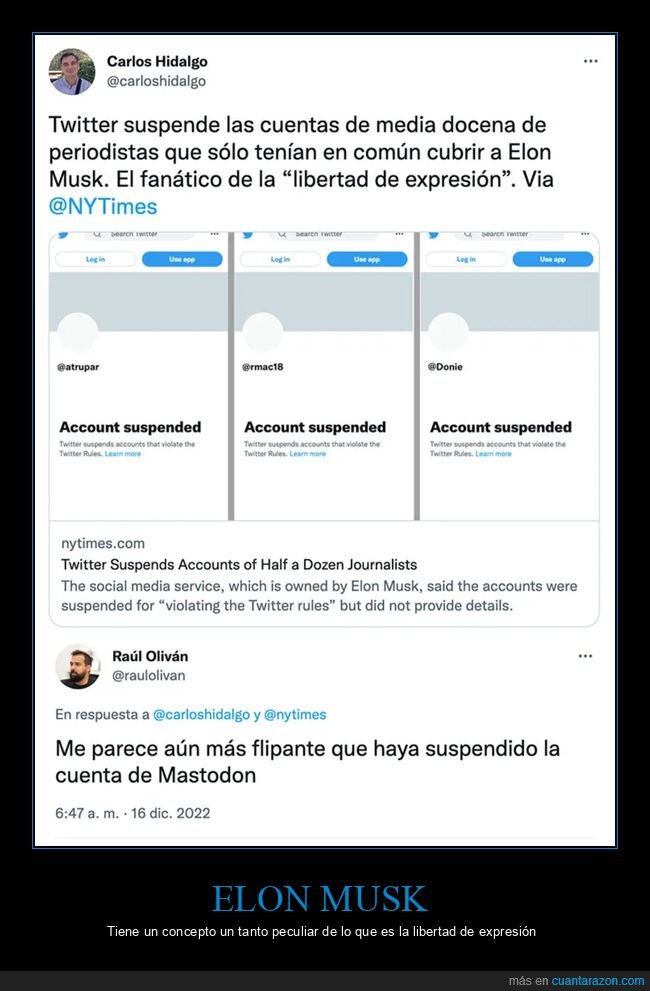 cuentas,elon musk,periodistas,suspender,twitter
