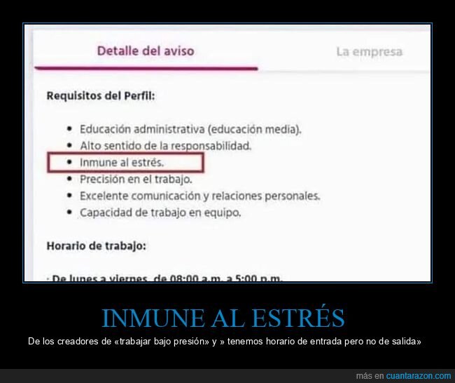 estrés,inmune,oferta de empleo