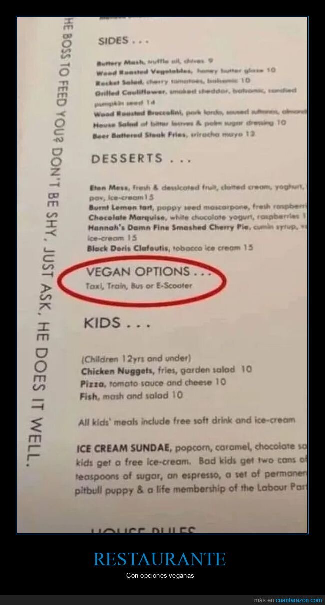 carta,opciones veganas,restaurante,wtf