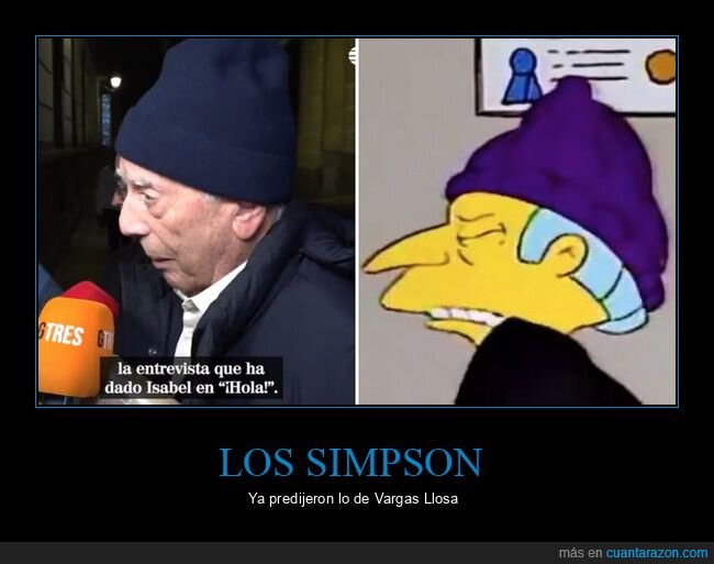 vargas llosa,gorro,sr burns,simpson