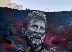 Enlace a Me fascina este Messi héroe griego que hicieron en Tandil. Artista Oliver Sink
