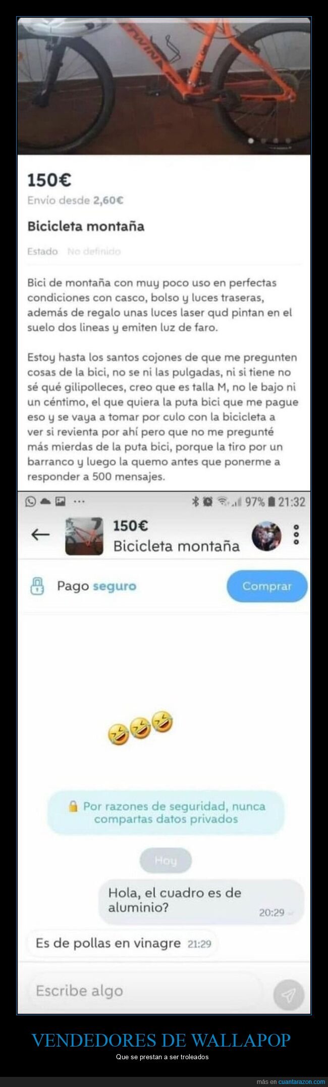 venta,bicicleta,wallapop,mala leche