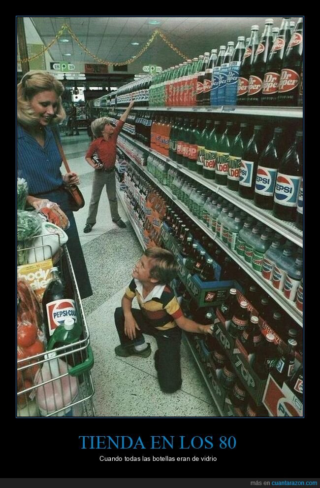 tienda,años 80,botellas,cristal