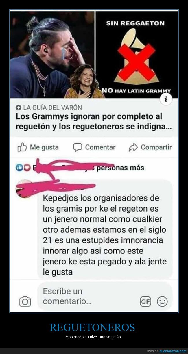 reguetón,grammys,comentario,ortografía