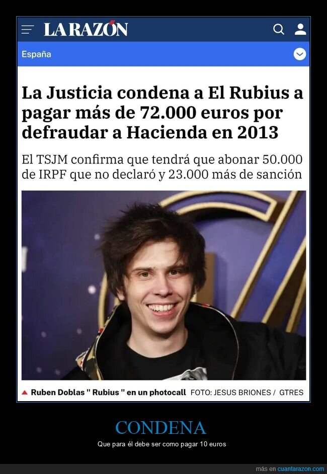el rubius,hacienda,pagar,condena