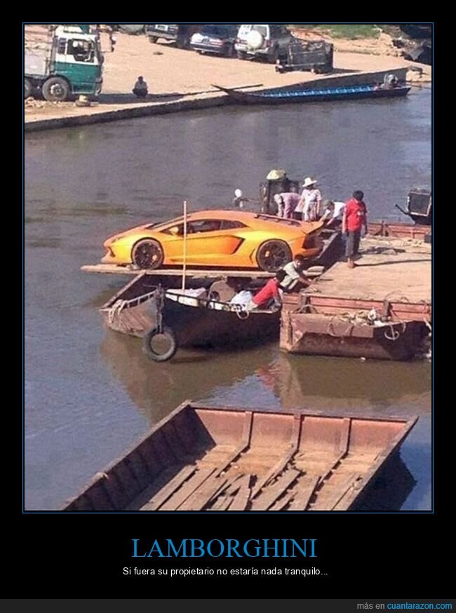 coche,lamborghini,barca,río