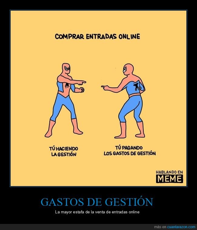 gastos de gestión,entradas,online