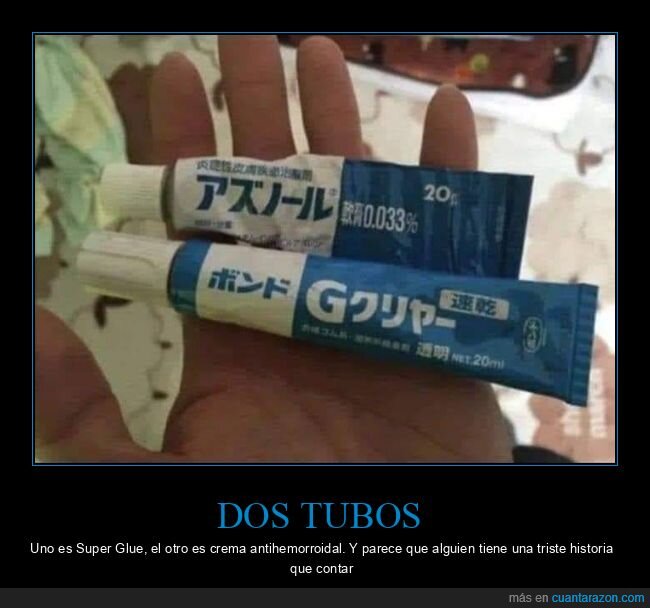 tubos,parecidos,super glue,crema antihemorroidal