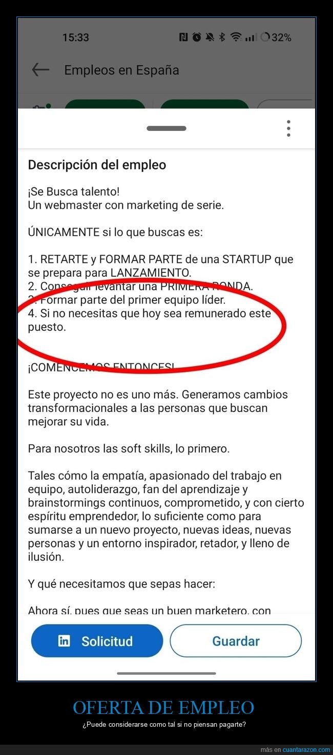 oferta de empleo,no remunerado