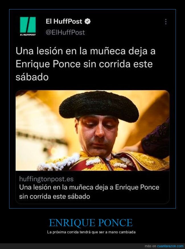 enrique ponce,toros,muñeca,lesión