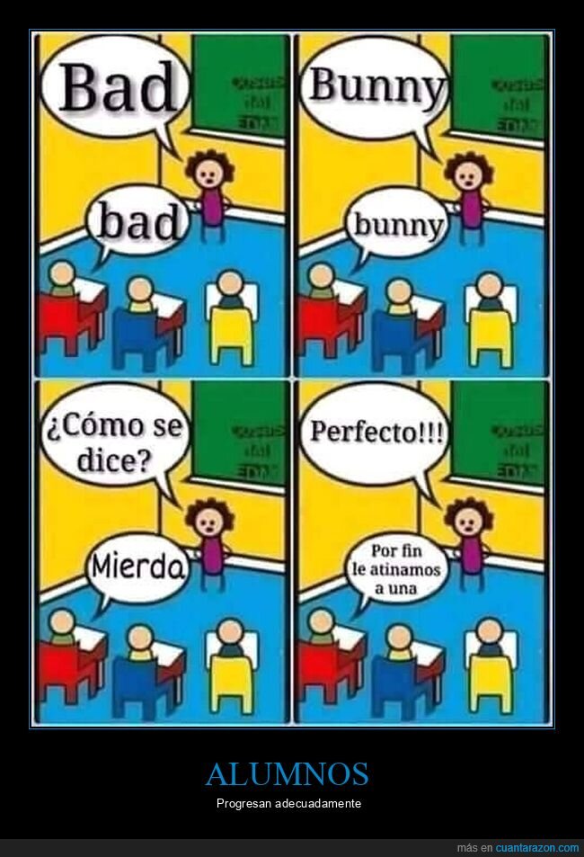 bad bunny,profesora,alumnos,acertar