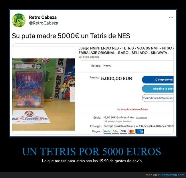 precio,tetris,videojuego