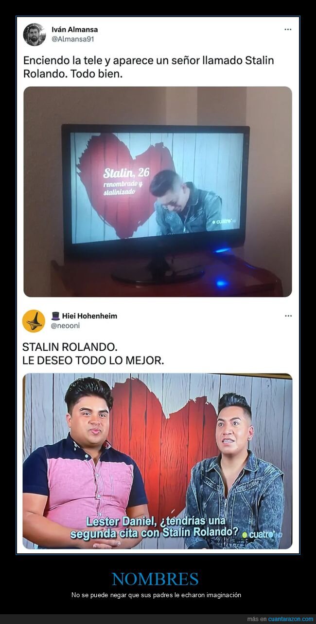 first dates,lester daniel,nombres,stalin rolando