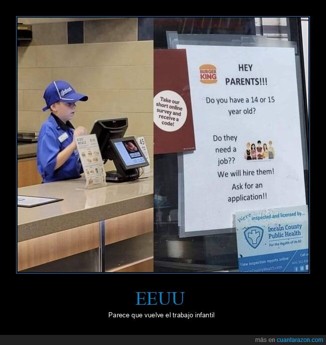 burger king,niño,trabajando,contratando