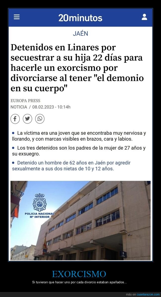 detenidos,secuestrar,hija,exorcismo,divorcio