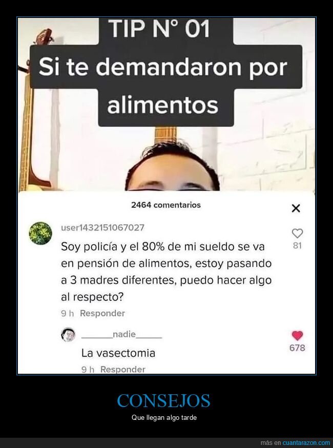 madres,pensión de alimentos,vasectomía