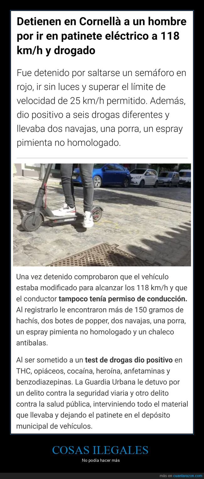 detenido,patinete eléctrico,drogado