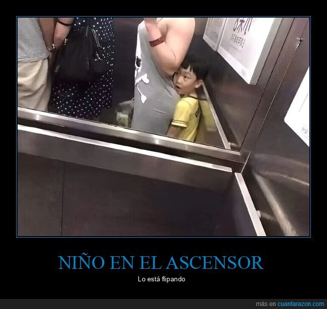 niño,ascensor,cara