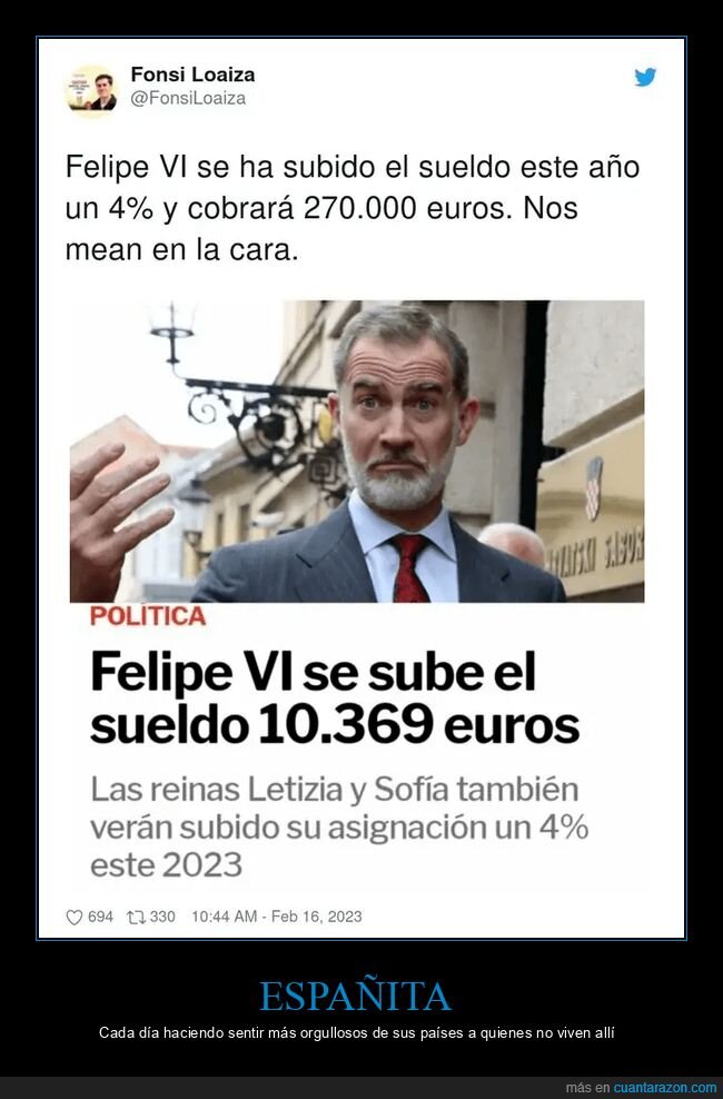 felipe vi,subir,sueldo