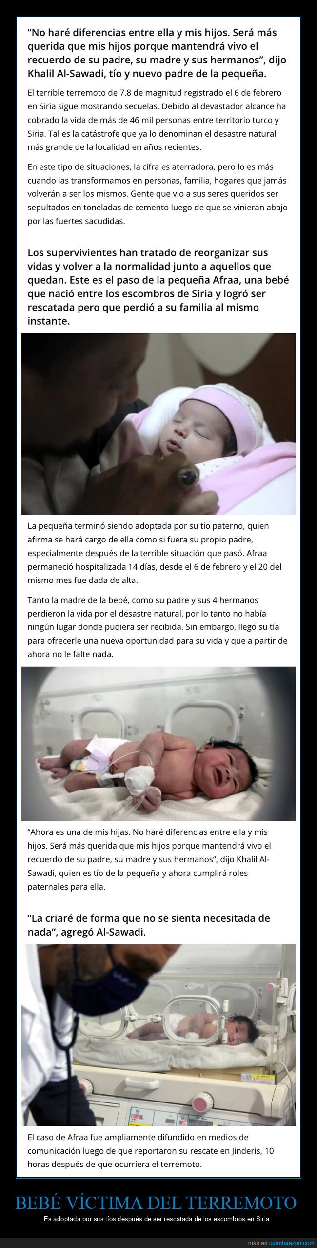 bebé,adoptada,tíos,terremoto,siria,turquía