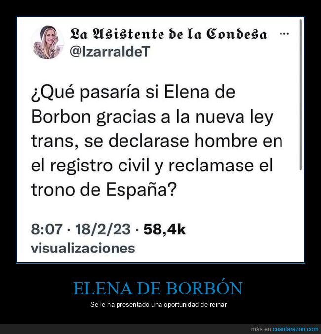 elena de borbón,ley trans,reclamar,trono