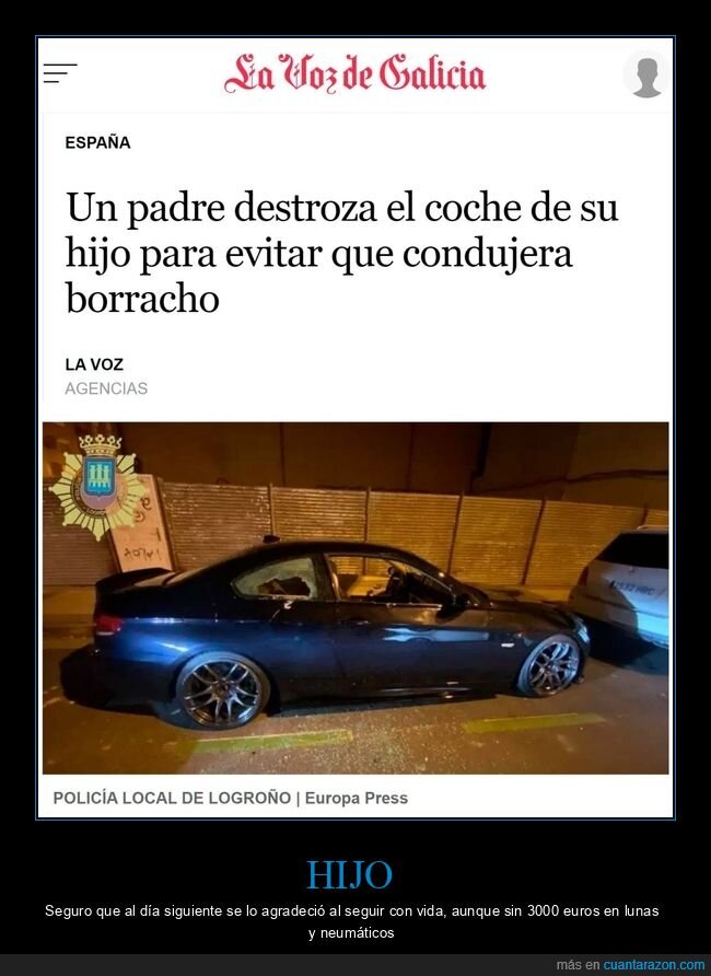 padre,destrozar,coche,conducir,borracho