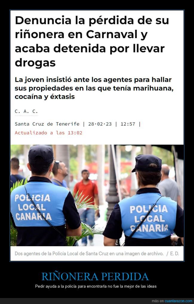 riñonera,perdida,policía,drogas,detenida