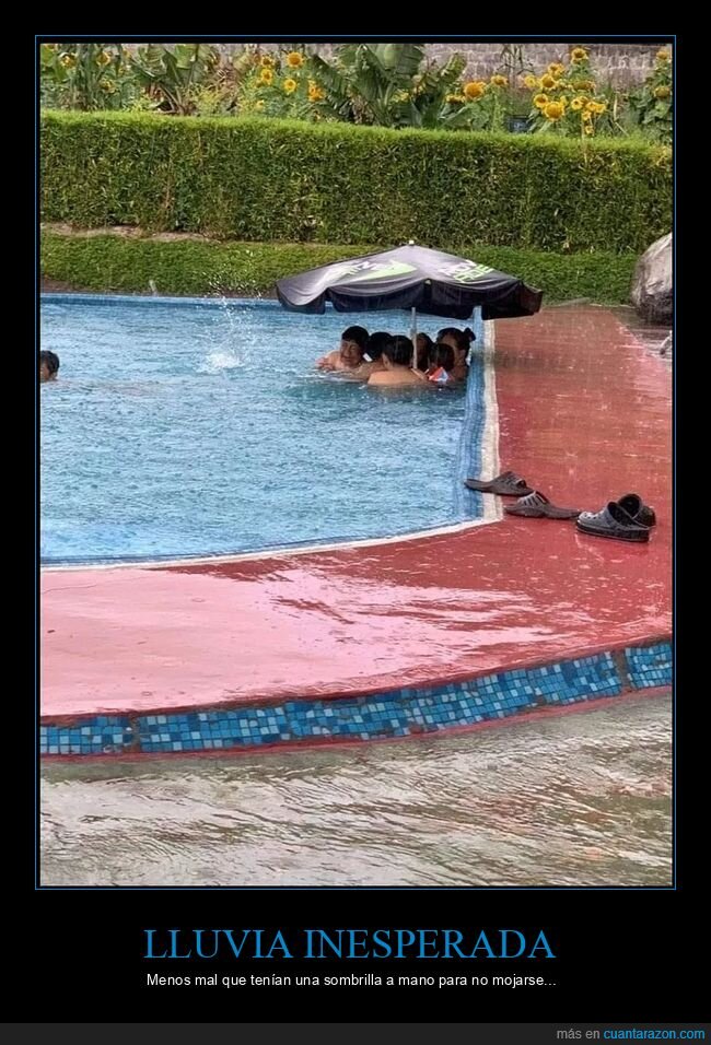 lluvia,piscina,sombrilla,wtf