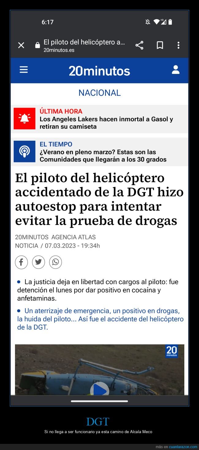 helicóptero,dgt,accidente,autoestop,prueba de drogas