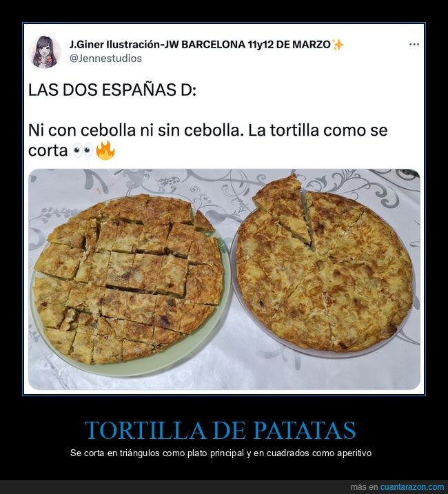 tortilla de patatas,cortar