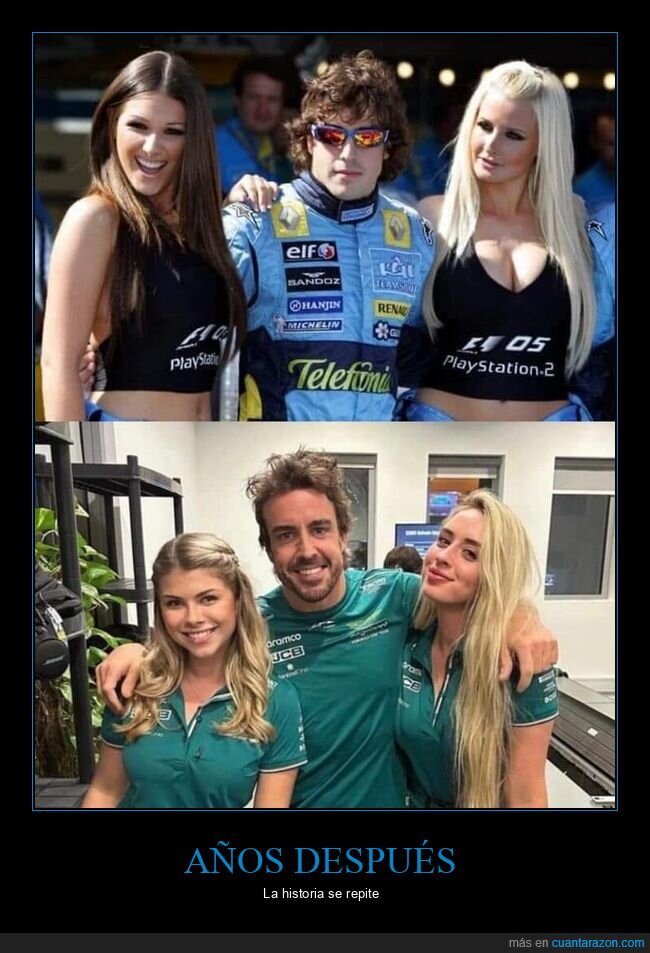 fernando alonso,antes,ahora,chicas