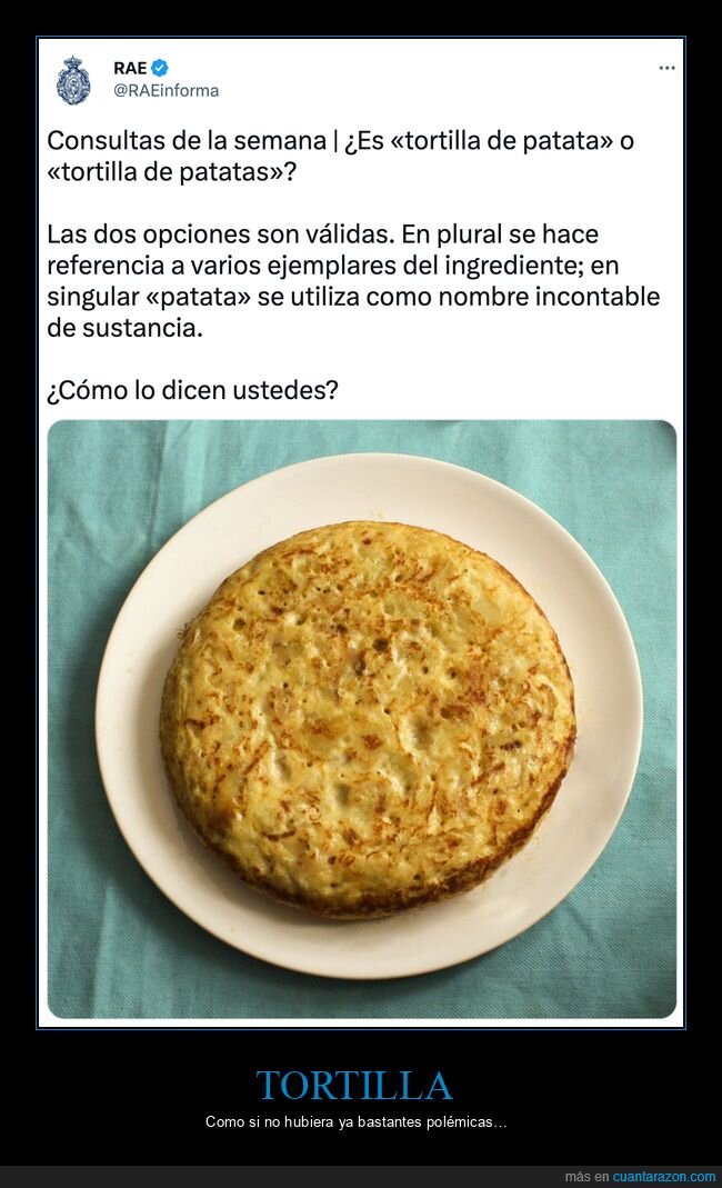 tortilla de patatas,opciones