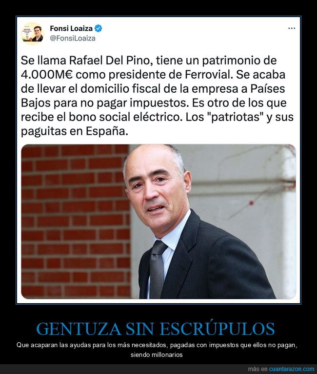 rafael del pino,ferrovial,impuestos,bono social